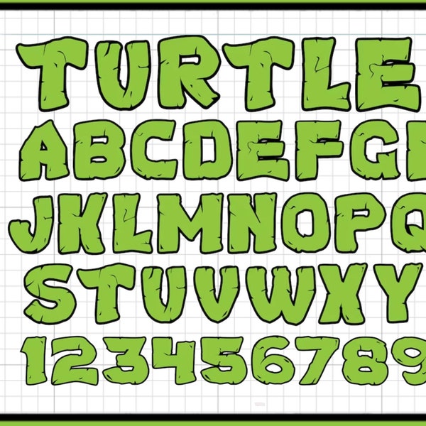 Cartoon Turtle Font Svg Png Dxf and Otf / Customise / Cricut Digital Design / Instant Download