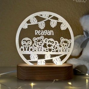 Custom Night Light Woodland Animals for Kids Birthday Ideas Personalized Gift Nightlight 1st Birthday Gift Girl Name Sign Baby Nursery Decor