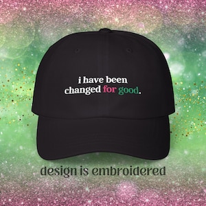 Embroidered Wicked Hat: &quot;Changed For Good&quot; - Dark Colors | Pink and Green Broadway Bestie Gift