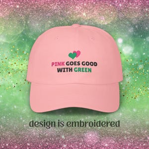 Embroidered Wicked Hat: &quot;Pink Goes Good With Green&quot; - Light Colors | Elphaba and Glinda Hat