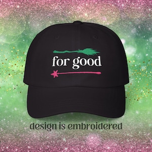 Embroidered Wicked Wand & Broom Hat - Dark Colors | Wicked For Good, Elphaba and Glinda Merch