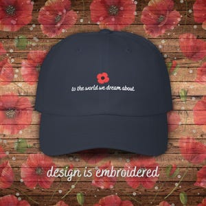 Embroidered &quot;To the World We Dream About&quot; Hadestown Hat - Dark Colors | Hadestown Cap Gift, Orpheus & Eurydice Merch, Broadway Musical Style