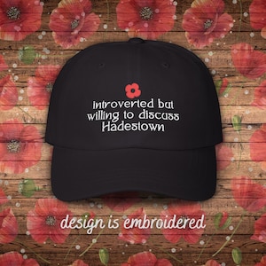 Embroidered Funny Hadestown Hat - Dark Colors | Introverted Broadway Fan Accessory