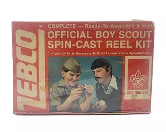 Vintage 1979 Zebco, Official Boy Scout Spin-Cast Reel Kit, NOS, New Old Stock #2202