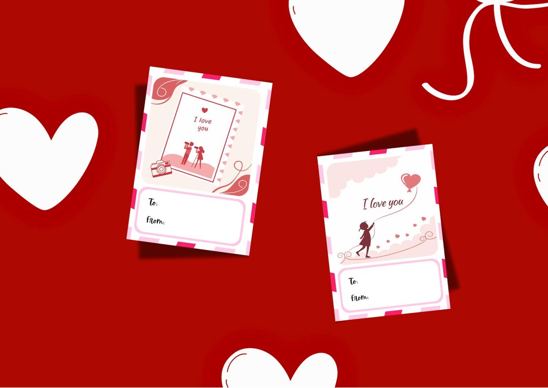 Printable Valentine's Day Postcards 10 Designs, Valentine Digital ...