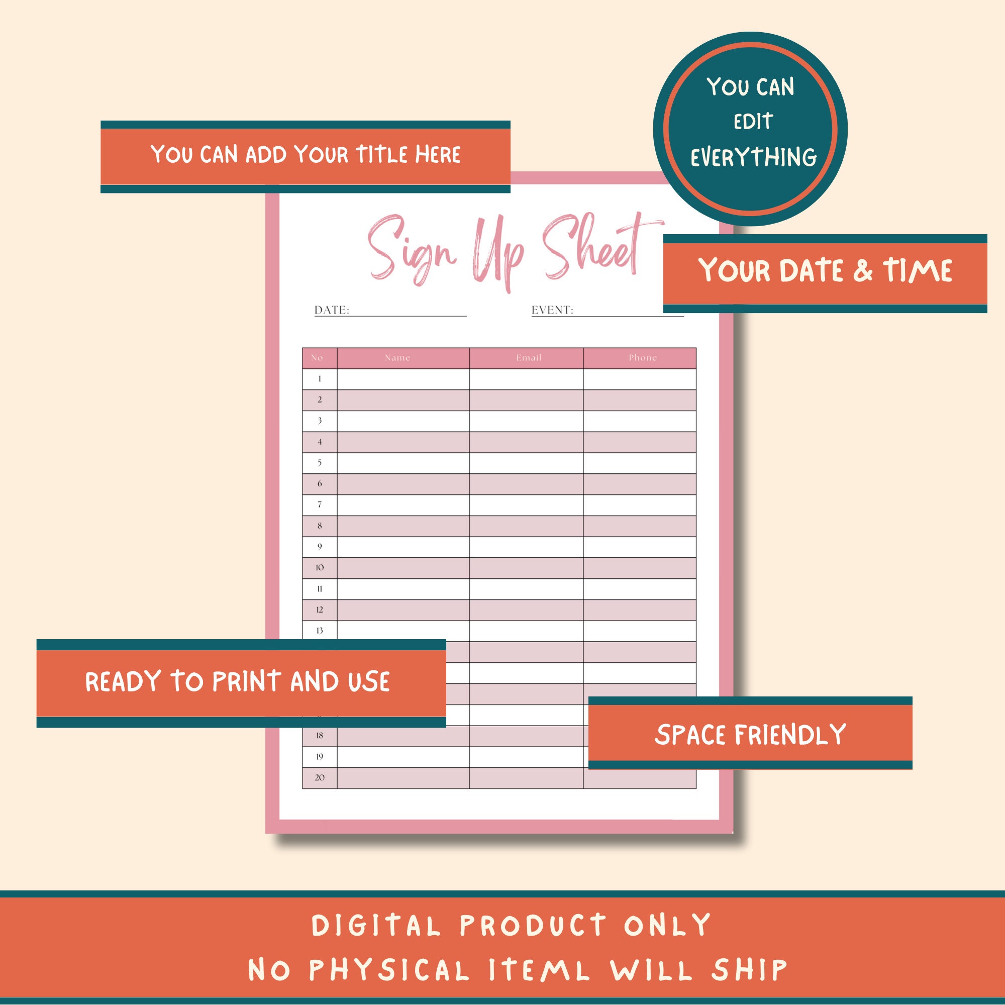 Pastel Sign In Pastel Sign up Sheet Event Organizing , Attendance Sign up for Church ...