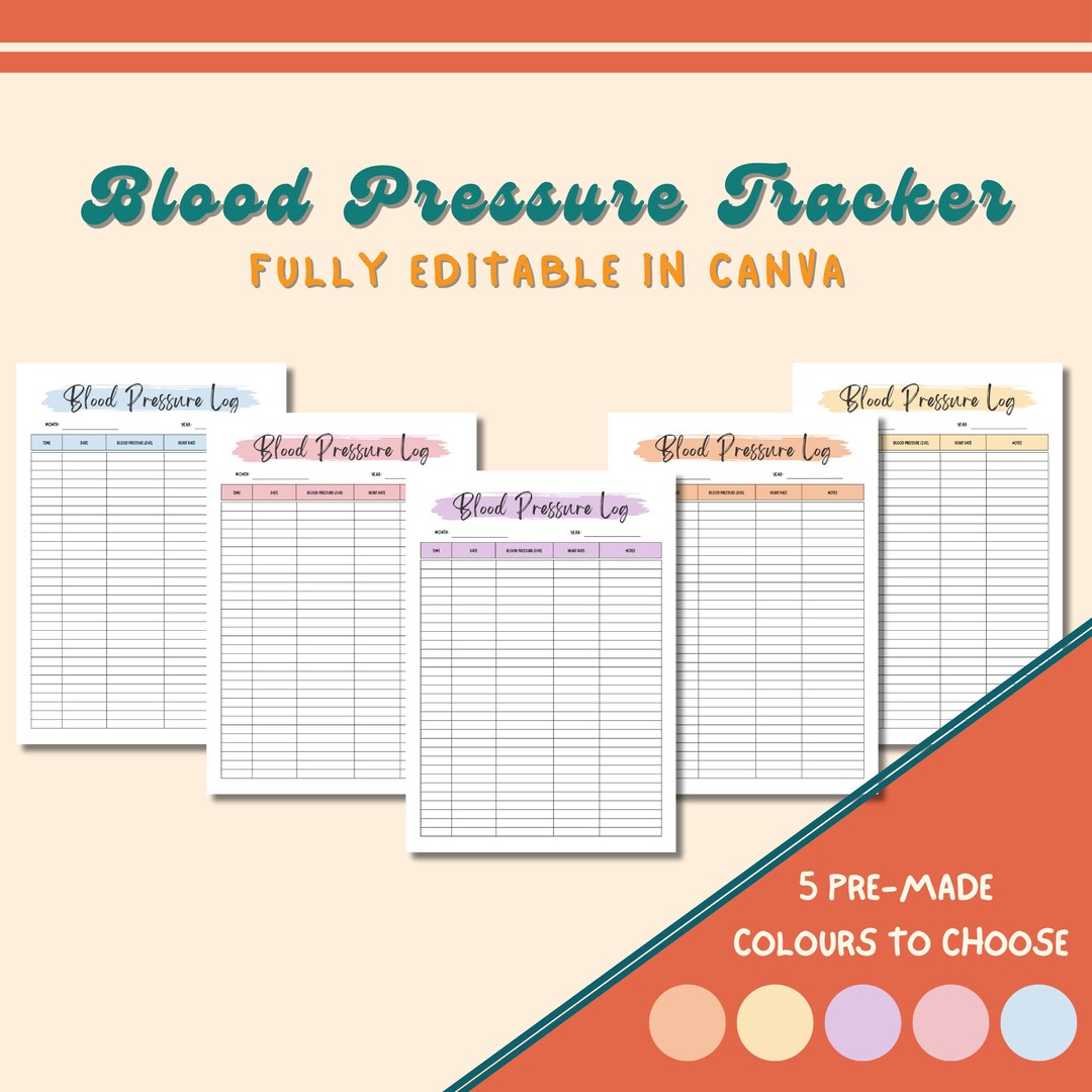 Printable Bp Chart for Hypertension Control, Low Blood Pressure Monitor ...