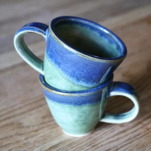 Handmade Set of Two Blue-Green Teacups
