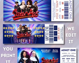 Biglietto stampabile per il teatro musicale Sister Act, Broadway personalizzato, regalo a sorpresa, ricordo del teatro musicale Sister Act