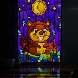Decorazione luminosa traslucida a forma di castoro dei cartoni animati, da parete, lightbox o finestra. Regalo perfetto per bambini, asili nido o angoli lettura accoglienti.