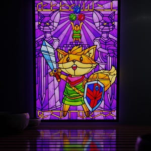 Decorazione luminosa traslucida ispirata a un gioco di ruolo, con volpe, per parete, lightbox o finestra. Un regalo perfetto per gli amanti dei videogiochi indie e del fantasy.