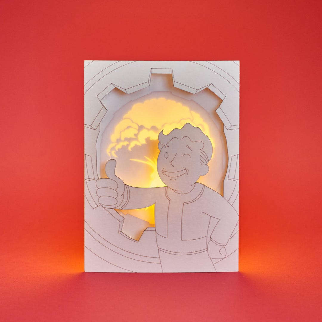 Origameco Card [43]: Fallout Vault Boy Card, Thumbs up With Nuclear ...