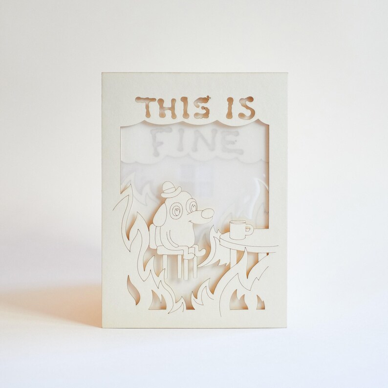 Everything Is Fine Dog Drinking Coffee Burning Meme Sticker for Sale Everything Is Fine Dog Drinking Coffee Burning Meme Sticker for Sale