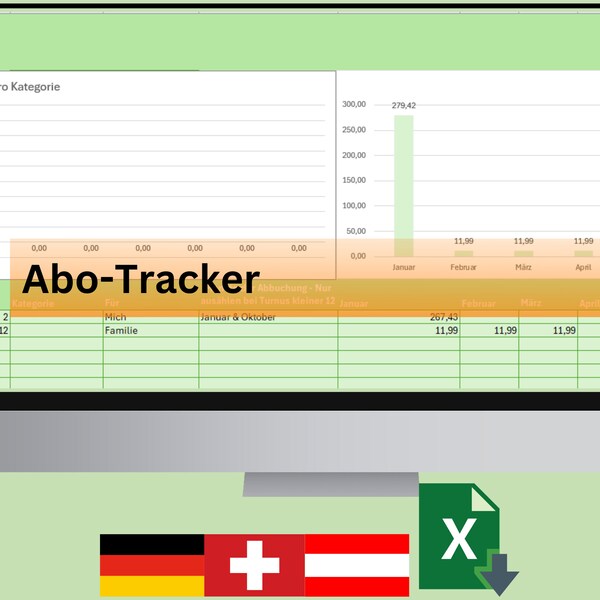 Abo-Tracker | Excel Vorlage | # AbonnementTracker #Excelvorlage #SubscriptionTracker