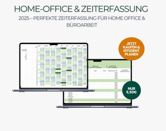 Time tracking & home office tracker 2025 | Excel template | #Timesheet #Exceltemplate #TimeTracking #RemoteWork