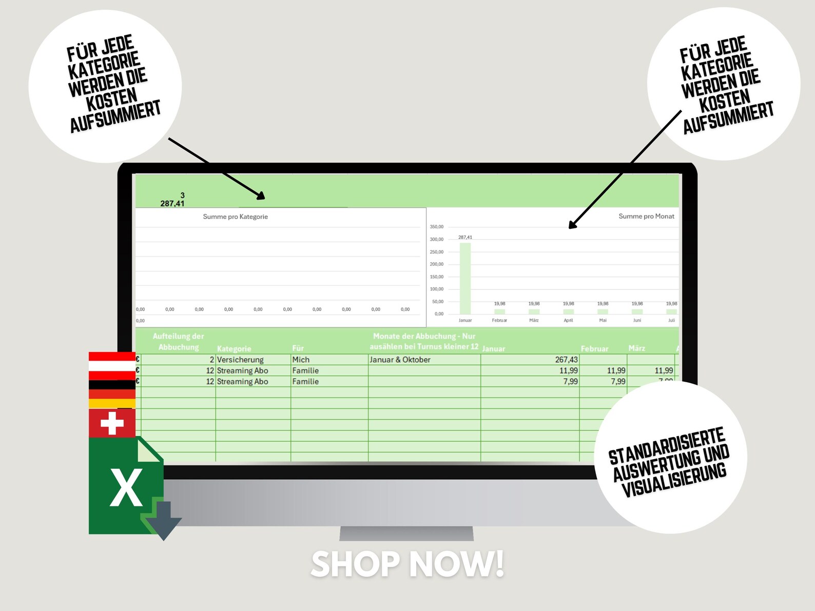 Subscription Tracker | Excel Template | # Subscriptiontracker # ...
