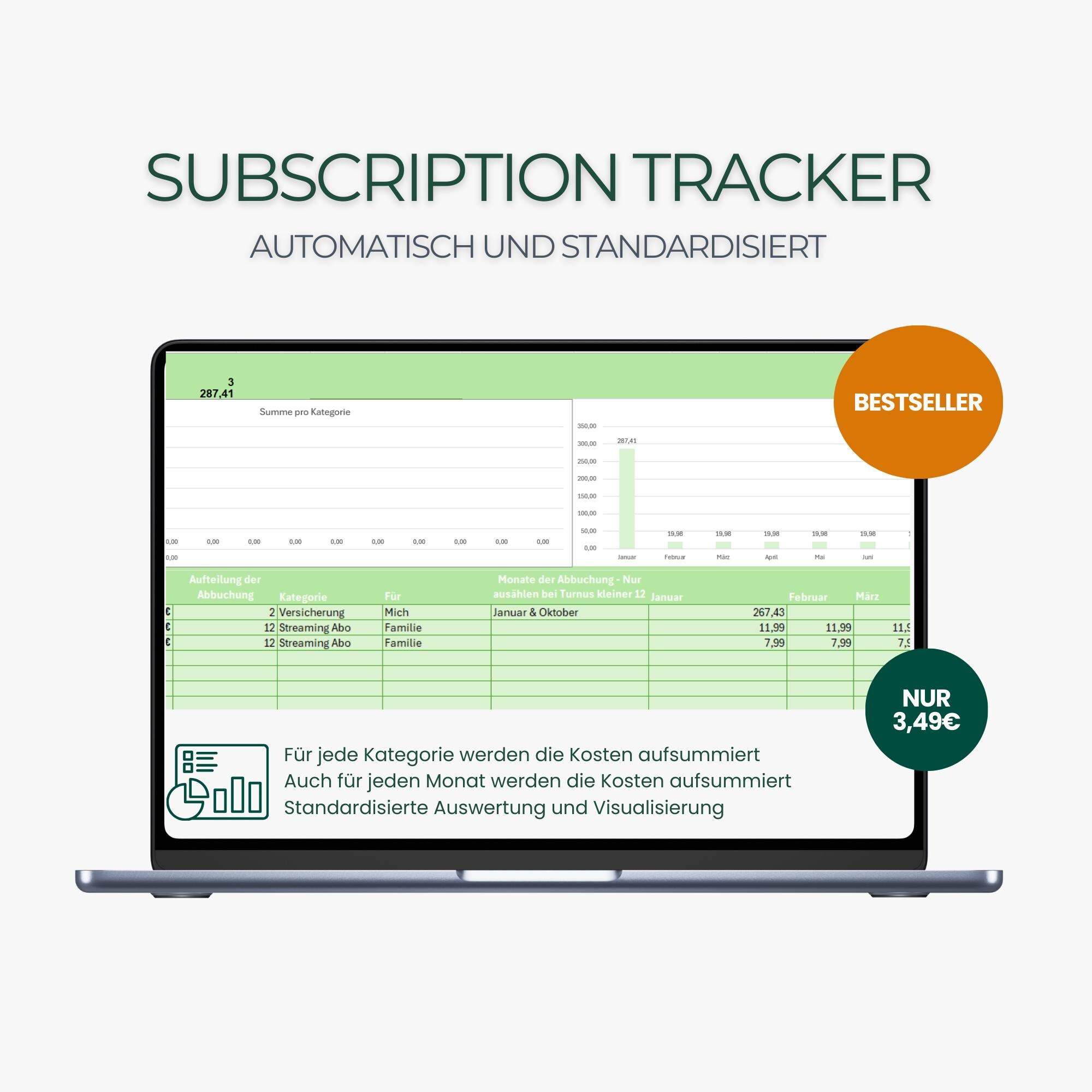 Subscription Tracker | Excel Template | # Subscriptiontracker # ...