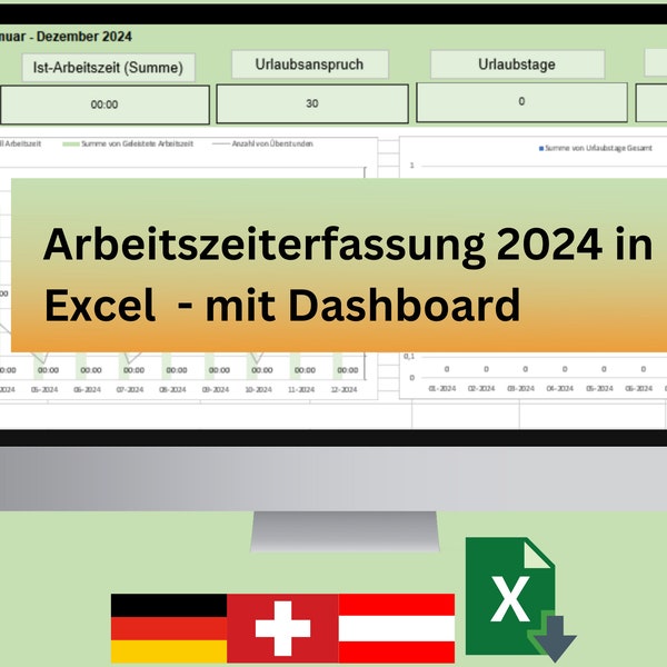 Arbeitszeiterfassung 2024 | Excel Vorlage | #Stundenzettel #Excelvorlage #Zeiterfassung