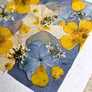 Carte message A6 Motif Carré en fleurs et feuillage pressés image 3