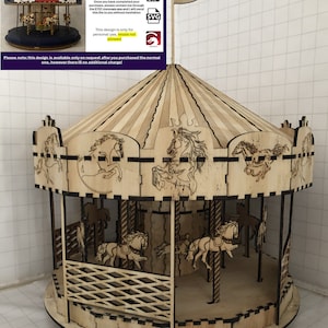 Modello 3D di giostra con cavalli
