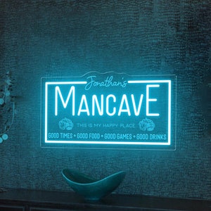 Insegna al neon personalizzata Man Cave, insegna a LED Mancave, regalo per papà marito, decorazione Man Cave, regalo di Natale per lui, decorazione Pub Bar, Mancave illuminata