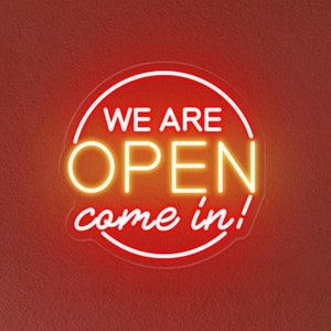 We&#39;re Open Neon Sign, Business Logo Open Light, Open Hanging Sign, Custom Storefront Sign, Open Shop Sign, Bar Open Sign, Shop Welcome Sign