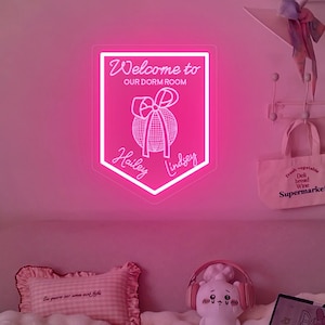 Custom Dorm Room Neon Sign,Welcome To Our Dorm Neon Sign, Custom Roommates Name Sign,College Girls Dorm Sign,Roommate Dorm Sign,Roomies gift