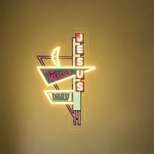 Retro Motel Neon Sign, Western Christian Motel Wall Decor Sign, Vintage Motel Led Neon Sign, Western Country Hotel Sign, gift for him her