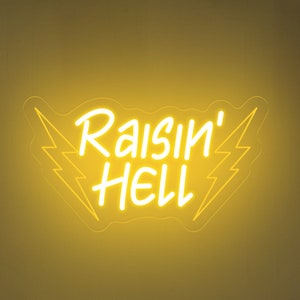 Raisin&#39; Hell Neon Sign, Country Cowboy Retro Decor, Cowboy Party Led Light, Cowboy Bar Decor, Western Cowgirl Decor, Cowboy Room Decor