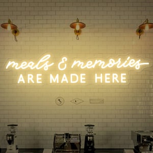 Meals and Memories Are Made Here Neon Sign, Kitchen Wall Decor Sign, Kitchen Decor, Custom Dining Room Sign Decor, Aesthetic Kitchen Decor
