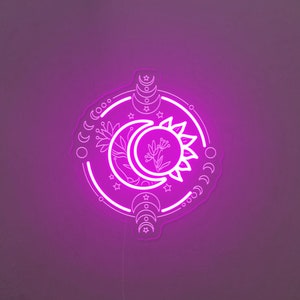 Mond und Sonne Leuchtreklame: Boho Celestial Wall Art