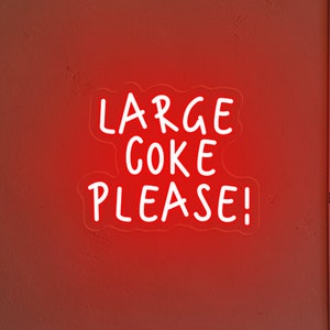 大きな「Coke Please!」ネオンサイン、レトロなゲストチェックの壁アート、最高のダイエットコーラの装飾、バーカートの壁掛けサイン、キッチン装飾サイン、コーラのサイン