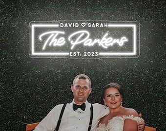 Custom Wedding Neon Sign,Last Name Decor,Wedding Gift for Couple,Established Sign,Wedding Backdrop,Custom Engagement Valentine's Day gift