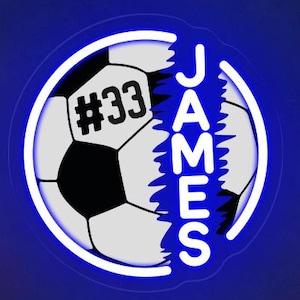 Personalized Soccer Ball Name Sign,Football Neon Sign,Soccer Name Sign,Sport Name Sign,Gift For Soccer Football Players,Nursery wall art