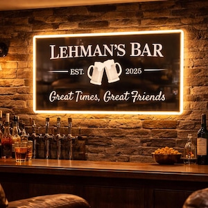 Personalisierte Bar Leuchtreklame, Bar Spiegel Dekor, personalisierte Light Up Man Höhle Schilder, Geschenke für Ehemann, Hausbar Dekor, Bierhöhle Dekor