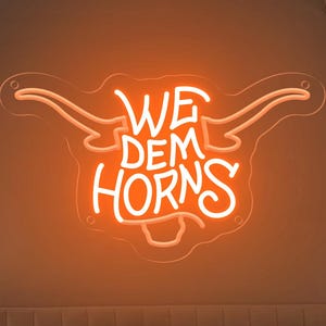 Texas Longhorn Neon Leuchtreklame: We Dem Horns - Mannhöhle Dekor