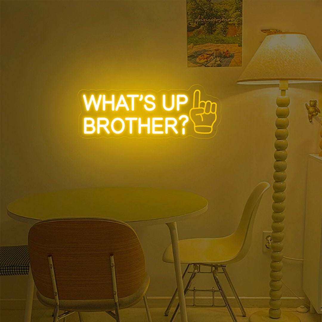 What's up Brother Neon Sign, Funny Video Game Wall Decor, Man Cave Wall ...