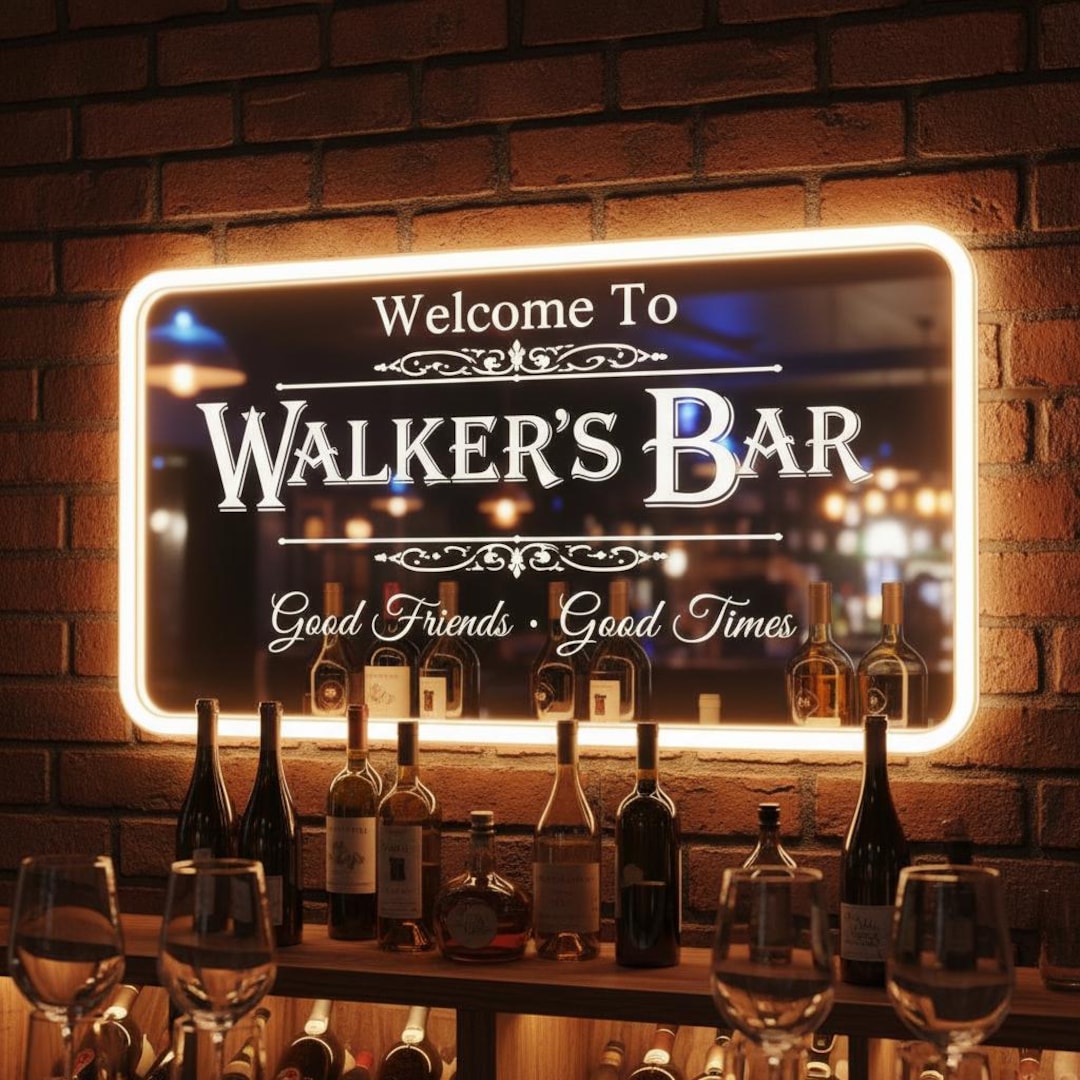 Personalized Bar Mirror Neon Sign, Bar Mirror Decor, Personalized Light ...