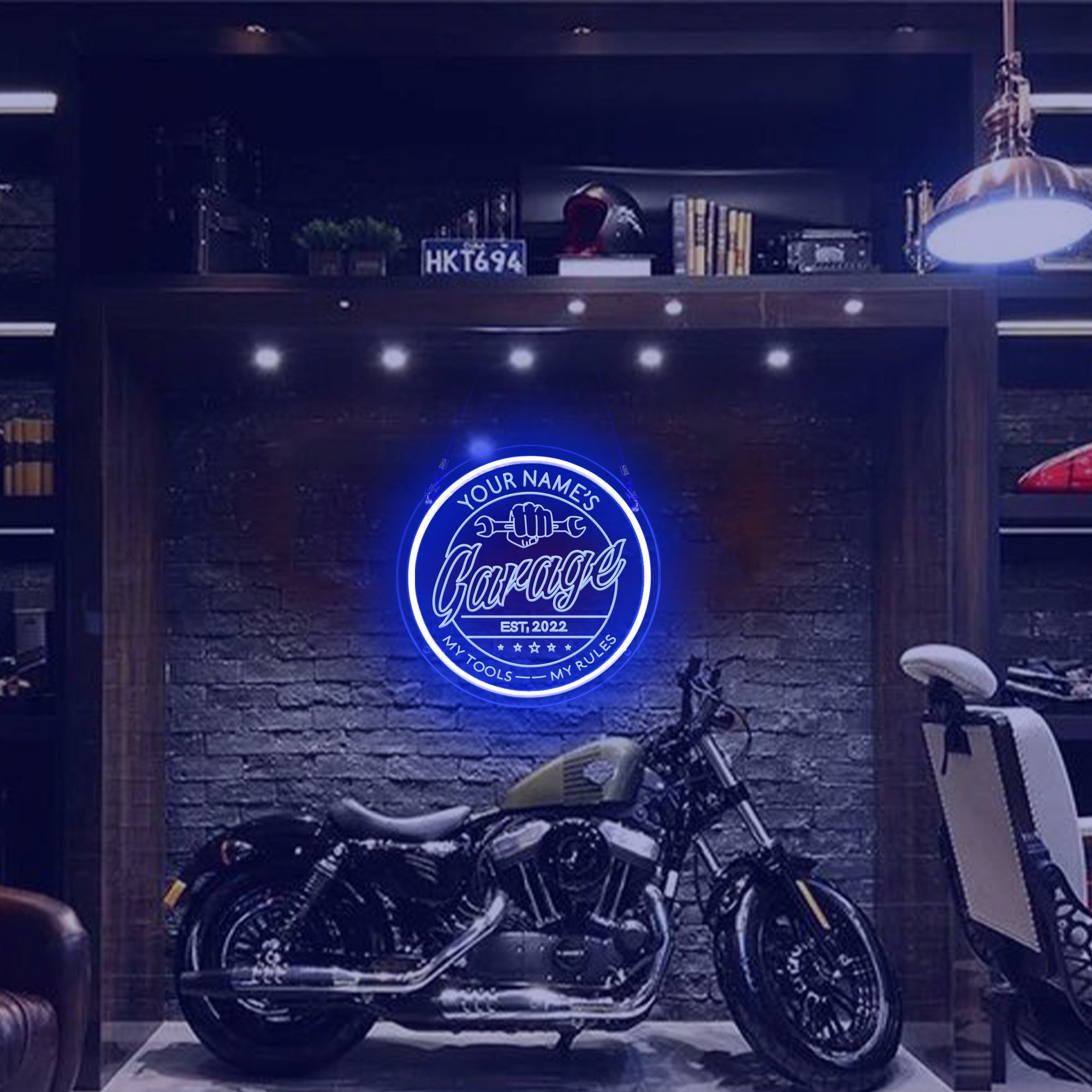 Custom Garage Neon Signs, Garage Sign,Personalized Light Up Garage Signs, Gift for Dad, Father's Day Gift, Man Cave Decor,Workshop Car Sign