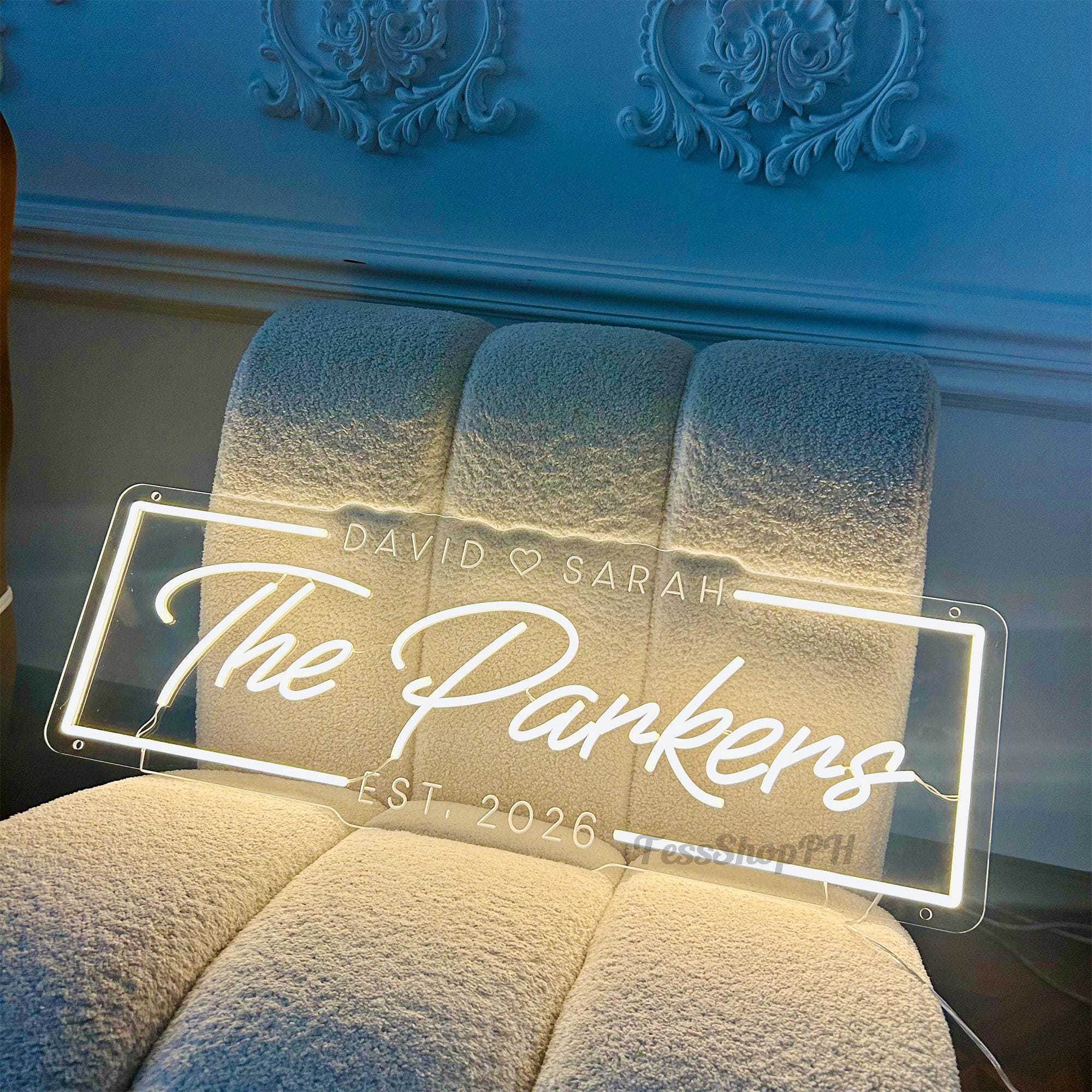 Custom Wedding Neon Sign,Last Name Decor,Wedding Gift for Couple,Established Sign,Wedding Backdrop,Custom Engagement Valentine's Day gift