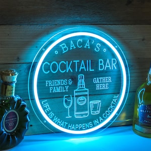 Personalisierte Cocktailbar Leuchtreklame, Hausbar Dekor Schild, Whisky Cocktail Tequila Bar Schild, Leuchtreklame Geschenk für Ehemann, Mancave Schild