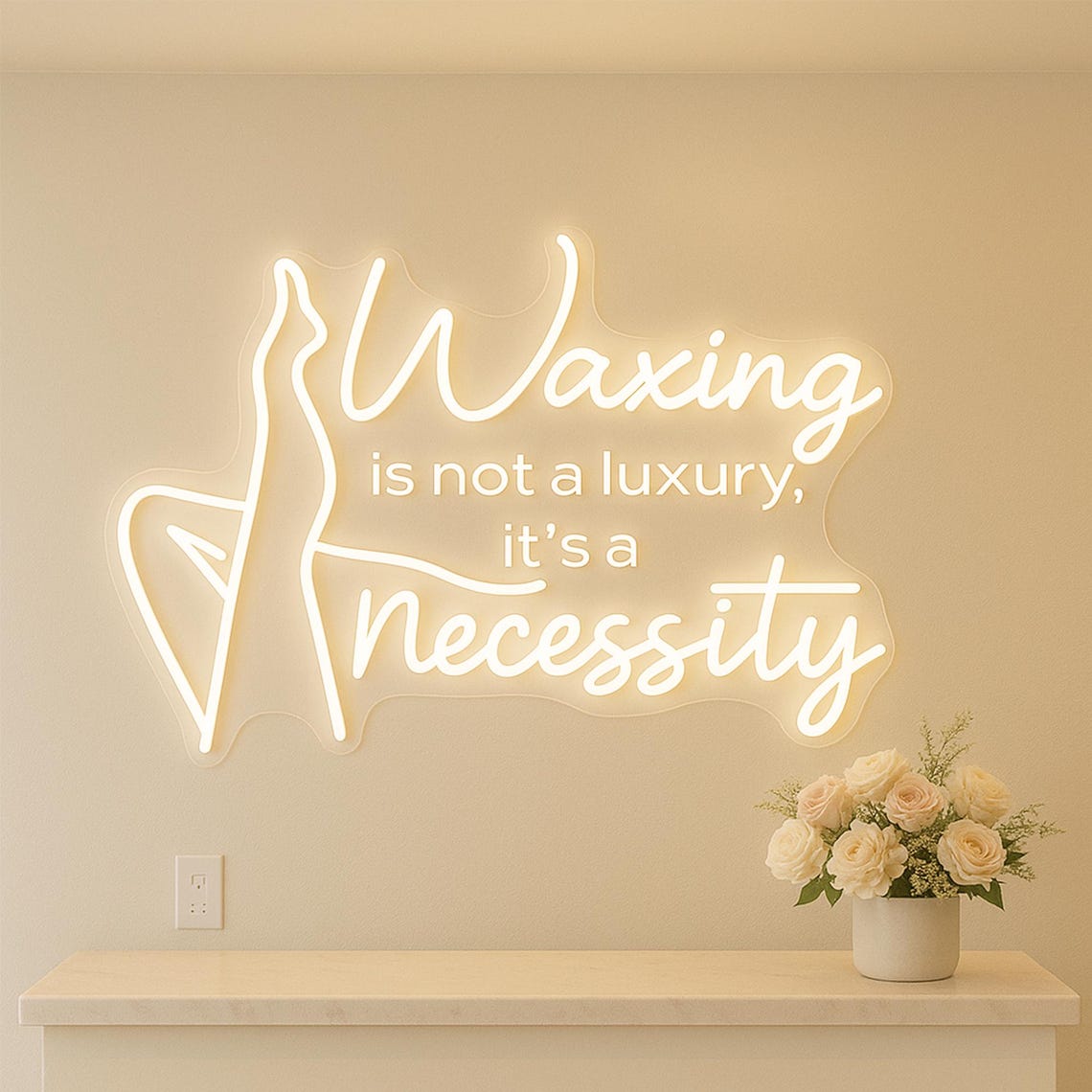 Waxing is A Necessity Neon Sign, Beauty Neon Sign, Esthetics Salon Wall ...