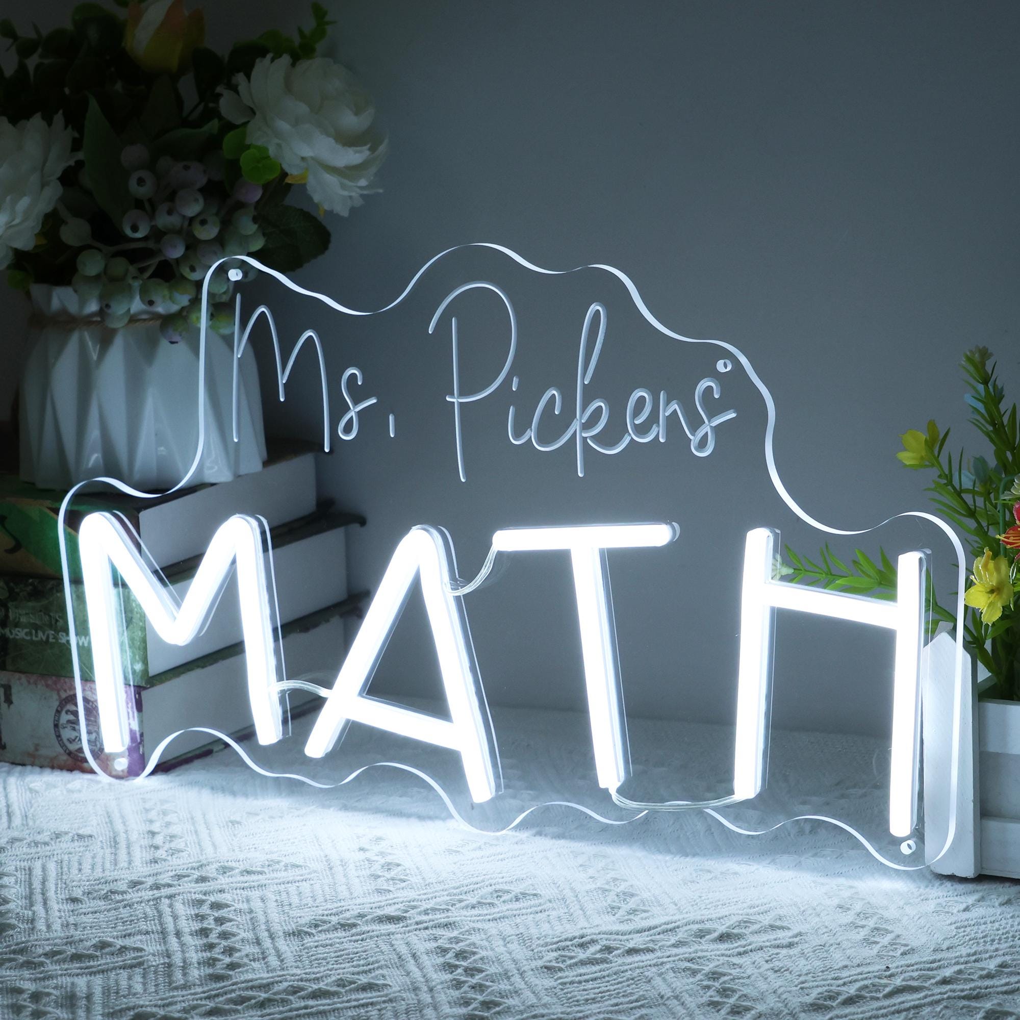 Custom Math Classroom Neon Sign, Personalized Math Teacher Sign, Math ...