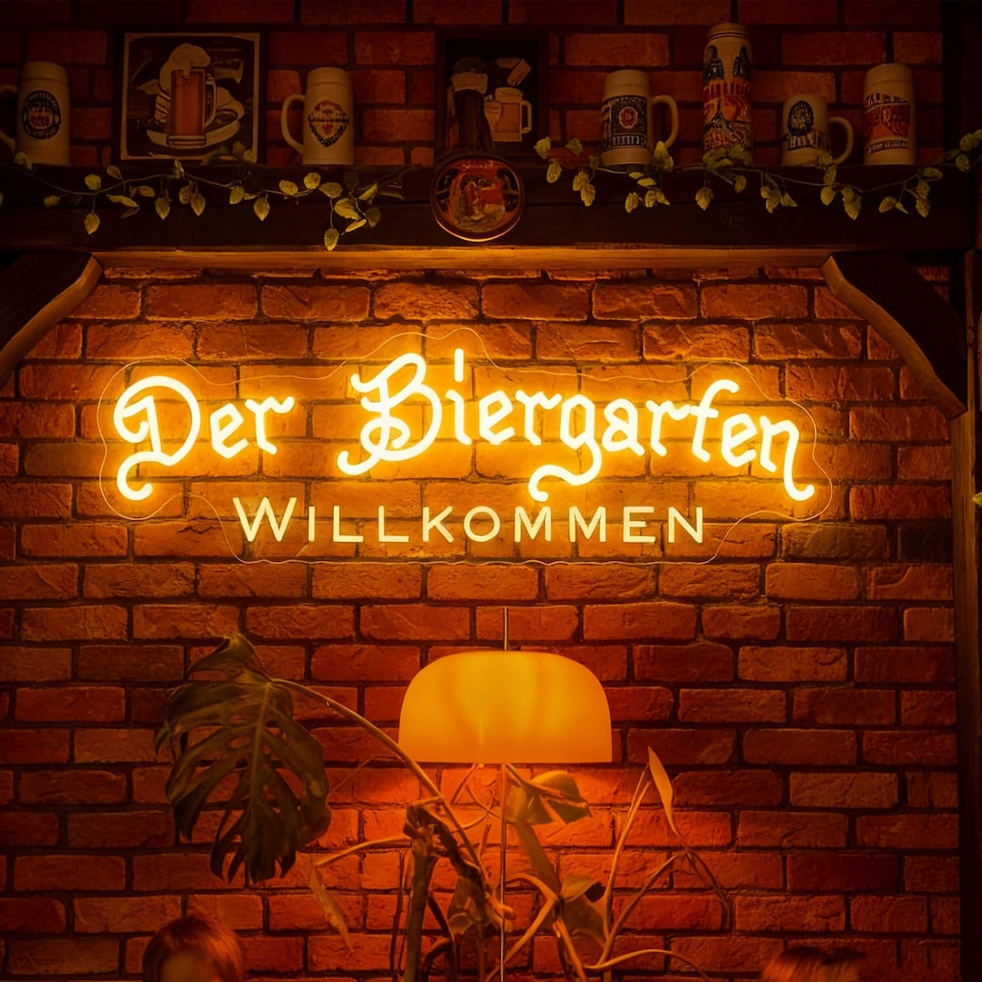Bier Neon Sign Für Bar Und Party LED-Leuchtreklame „Bier“ – Neon-Schild Mit Acryl-Rückwand, Batterie- Oder USB-betrieben, 22x22 Cm – Für Bar, Pub, Party & Home-Deko