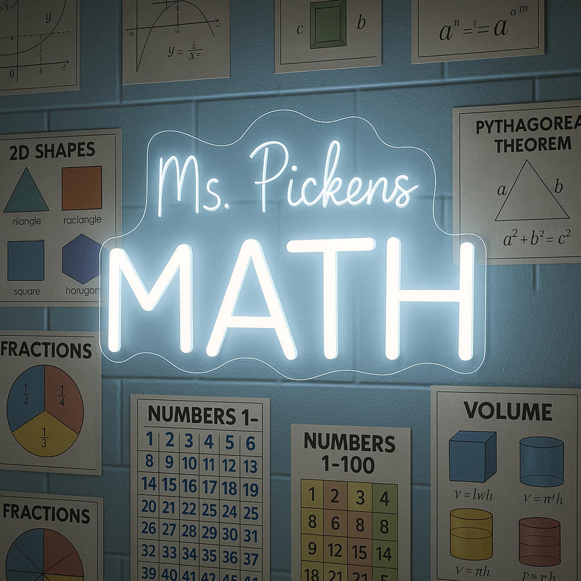 Neon Rope Sign Math Custom Math Classroom Neon Sign, Personalized Math Teacher Sign, Math ...