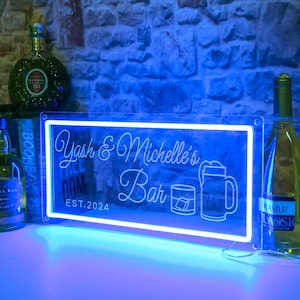 Personalized Bar Neon Sign,Custom Bar Neon Sign,Whiskey Cocktail Tequila Bar Sign, Light Up Bar Sign For Husband,Christmas Gift,Mancave Sign