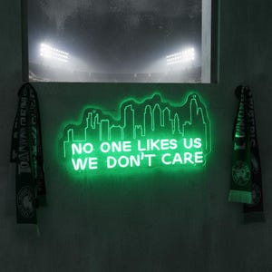 No One Likes Us We Don’t Care Neon Sign,Philly Skyline Neon Sign,Philadelphia Eagles Wall Decor ,Philadelphia Decor,Phillies Fan Father Gift image 3