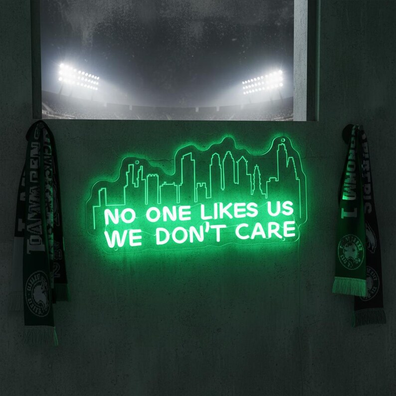 No One Likes Us We Don’t Care Neon Sign,Philly Skyline Neon Sign,Philadelphia Eagles Wall Decor ,Philadelphia Decor,Phillies Fan Father Gift image 3