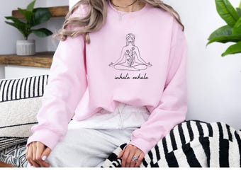 Sudadera, inhala y exhala, meditación, espiritual, regalo para novia, suéter, yoga, atención plena, moda espiritual, regalo,