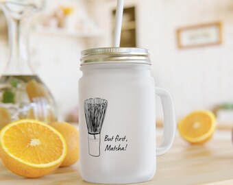 Matcha glas met handvat | Cadeau voor matcha liefhebbers | IJsglaasje voor matcha | Café-esthetiek | Cadeau voor een matcha bar